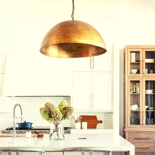 SET OF 2 Brass kitchen pendant lighting - Brass modern kitchen lighting