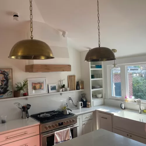 SET OF 2 Brass kitchen pendant lighting - Brass modern kitchen lighting photo review