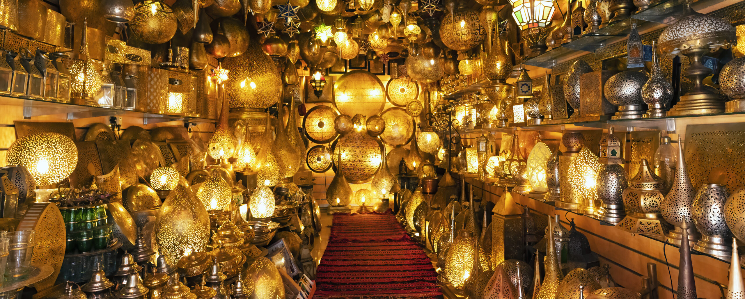 lighting shop in a market of marrakech