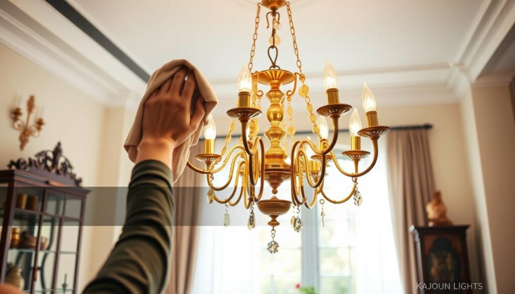 how to clean brass chandelier